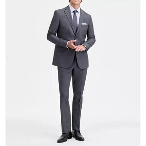 Dkny Mens Modern fit 2 Piece Suit 36R 29W 32L Black White Birdseye
